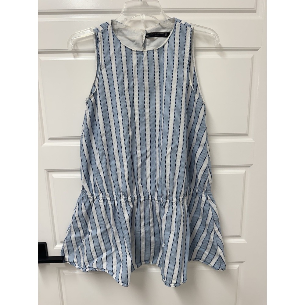 Small Zara Trafaluc Collection Top Blouse Tunic Sleeveless Elastic Waist Stripe